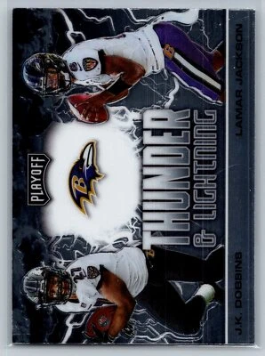 2020 Panini Playoff #TL-1 Lamar Jackson Thunder & Lightning Baltimore Ravens - Image 1 of 2