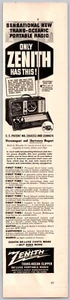 Anuncio impreso Zenith Trans Oceanic 1942 radio portátil - Imagen 1 de 1