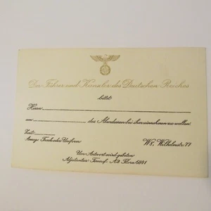 Invitación original a cenar con el Führer y Canciller del Reich Alemán - Imagen 1 de 1