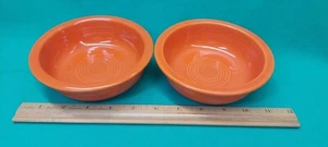 2 Vintage Fiesta Fiestaware Old Red Orange Fruit Dessert Bowls Old Logo HLC - Picture 1 of 3