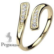 ADJUSTABLE - ladies Yellow  Gold Cz Wrap ring Or Toe Ring