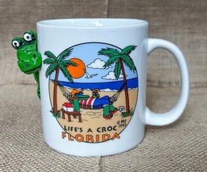 Vintage Florida Life’s A Croc 3D Krokodil Becher Tasse Tropische Palmen Lustig - Bild 1 von 7
