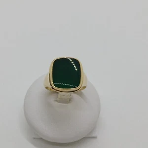 Anillo de Hombre Oro Amarillo 18KT 750 Con Ágata Verde 14,5 Gramos N. 23 (0718) - Imagen 1 de 15
