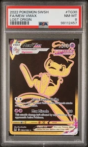 2022 POKEMON SWORD & SHIELD LOST ORIGIN TG30 FULL ART/MEW VMAX - PSA 8 NM Mint - Picture 1 of 2