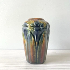 Vintage 1926 20s Brush McCoy Amaryllis Majolica Art Pottery Vase 4.25" Tall - Picture 1 of 12
