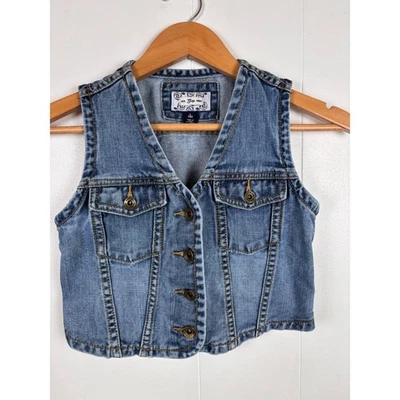 Y2K Gap Jeans Vest Girls Size L (10) Denim Blue Button Adjustable Back - Image 1 of 4