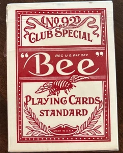 Bee No 92 Club Special Diamond Back Playing Card Deck Circus Circus Red Vintage - Picture 1 of 8