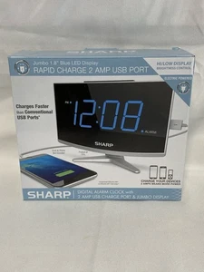 New Jumbo Sharp Digital Alarm Clock With Rapid Charge USB Port - Picture 1 of 3
