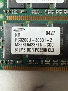 Samsung DDR400 PC3200 512MB CL3 DDR RAM Memory Module M368L6423FTN-CCC - Picture 1 of 1