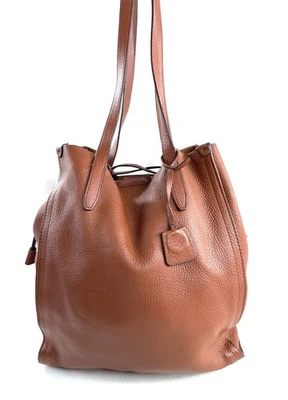 J Crew Brown Pebbled Supple Leather Large Slouchy Tote Bag Tie Magnetic Closure - Изображение 1 из 4