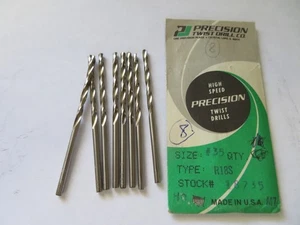 8 Stück PTD Präzisionsspiralbohrer #35 Low Helix Spiral Jobber Länge Bohrer 18735 - Bild 1 von 1