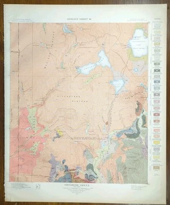 Vintage 1904 USGS Map YELLOWSTONE NATIONAL PARK WYOMING ~ Antique OLD FAITHFUL - Image 1 of 4