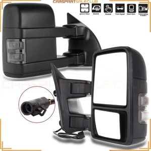 Pair Towing Mirrors Manual Fold Power Heated Signal For 99-07 Super Duty Black - Picture 1 of 10