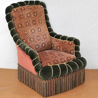 Vintage French Emperor Napoleon III Bergere Chair with Velvet Turkish Upholstery - Image 1 of 4