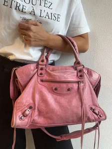 BALENCIAGA City 115748 Bolso de Hombro Bolso de Mano Bolso de Cuero Rosa con Bolsa para el Polvo - Imagen 1 de 15