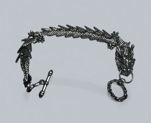 Pulsera de palanca de garra de dragón chino de metal vintage detallada texturizada - Imagen 1 de 3