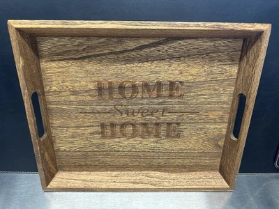 HOME SWEET HOME WOODEN DECORATIVE SERVING TRAY 16.5 x 13.5 x 2" - Image 1 of 4