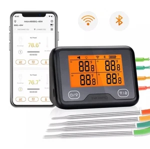 Inkbird Wi-Fi Bluetooth BBQ Thermometer IBBQ-4BW 4 Probe Meat BBQ Recharge - Picture 1 of 6