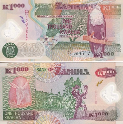 Zambia 1000 Kwacha 2004 P 44c Polymer UNC - Image 1 of 3