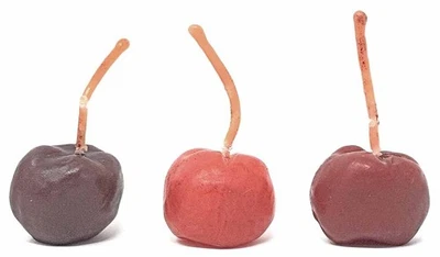 Floating Candle 3x Cherries 1x2 3/16in IN Tulle Bags Green Present Table Decor - Image 1 of 3