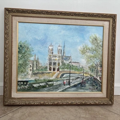 Original Oil Painting On Canvas NOTRE DAME Large Framed Signed Patricia Watt - Image 1 of 4