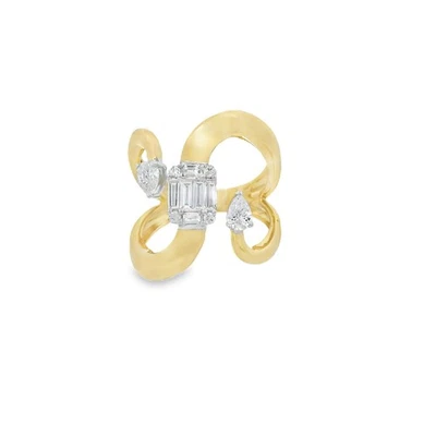 0.70ct Round Pear & Baguette LabGrown Diamond 18k Yellow Gold Tango Wedding Ring - Image 1 of 4