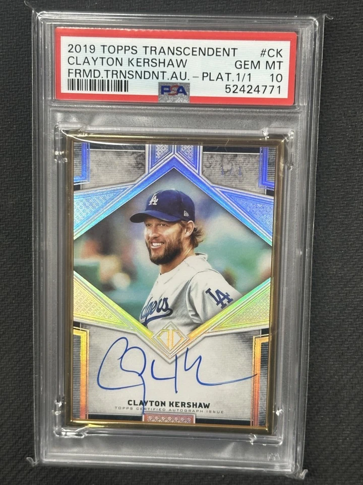 Clayton Kershaw 2019 Topps Transcendent Platinum Framed Auto PSA 10 #CK 1/1 - Image 1 of 2