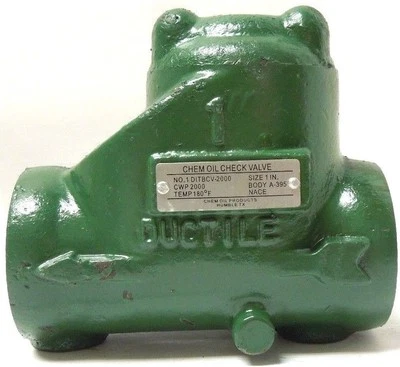 1" NPT 2000 CWP Swing Check Valve Ductile Iron Screwed Cap NACE PLT-F - Image 1 of 3