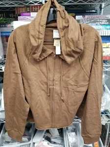 victoria's secret 11219253 Summer Lounge Cotton Zip-Up Hoodie Sz M Brown 5I6U - Picture 1 of 9