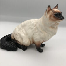 Rare Vintage Porcelain Long Haired Himalayan Blue Eyed Cat Figurine