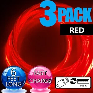 3 Pack 6FT LED Fast Charge Cable 8 Pin USB Cord for Apple iPhone 8 X XR 11 12 13 - Picture 1 of 18