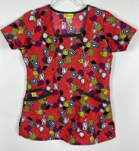 WonderWink Scrub Top Size XS Red Paisley 6517A Lightweight Nursing Medical - Picture 1 of 7