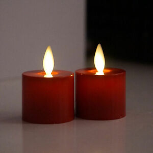 Luminara Flicker Tea Lights Battery Operated Led Candle Flameless Set of 2 Red