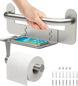 Grab Bars for Bathtubs and Showers with Toilet Paper Holder, Assistance Handle w - Picture 1 of 12