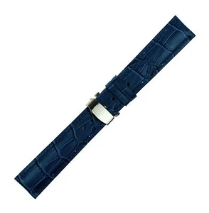 Correa de reloj azul correa de cocodrilo cocodrilo grano cuero despliegue broche muñeca - Imagen 1 de 3