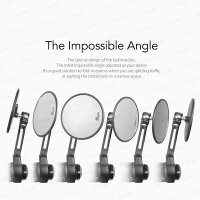 Espejos retrovisores de extremo de barra delgada redondos OJO negros para Triumph 16 velocidades Triple R Thruxton R Foto 1 de 4