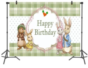 PETER RABBIT Friends Family Birthday Scene Setter wall mural BACKDROP 5'x3' - Picture 1 of 2