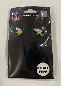 Minnesota Vikings Football Team Logo NFL Silver Stud Earrings Pair - Picture 1 of 3