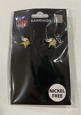 Par de aretes de plata con logotipo del equipo de fútbol americano Minnesota Vikings NFL Foto 1 de 3