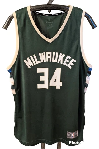 Fanatics NBA Milwaukee Bucks Jersey GIANNIS ANTETOKOUNMPO Size Large Green White Cover