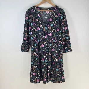 Princess Highway dress womens 14 shift navy blue floral long sleeve linen 113006 - Picture 1 of 9