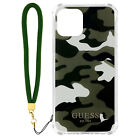 Cover iPhone 12 Pro Max con cordino design camouflage verde Guess