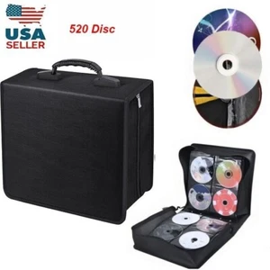 520 Disc CD DVD Organizer Holder Storage Case Bag Wallet Album Media Video BLACK - Picture 1 of 7