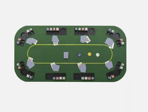 8 Player Rectangular Foldable Casino Card Poker Games Tabletop Mat w Cup Holders - Picture 1 of 10