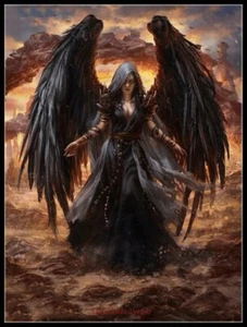 Black Angel - DIY Chart Counted Cross Stitch Patterns Needlework DMC Color     - Imagen 1 de 2