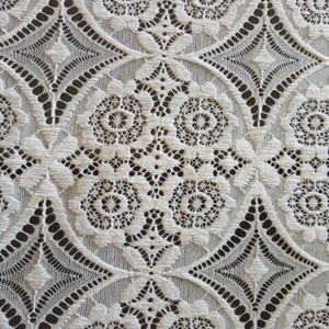 Ivory White Stretch Lace Fabric Gothic Romance Diamond Cross Pattern By Yard - Picture 1 of 10