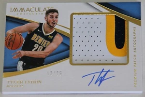 2017-18 PANINI IMMACULATE TYLER LYDON PREMIUM PATCH AUTO #/25 JERSEY NUGGETS - Picture 1 of 2