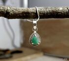 925 Sterling Silver Natural Emerald & CZ Pendant Woman Gift Jewellery P-302