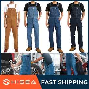 HISEA Men Dungarees Jeans Bib and Brace Overall Denim Canvas Heavy Duty Workwear - Picture 1 of 64