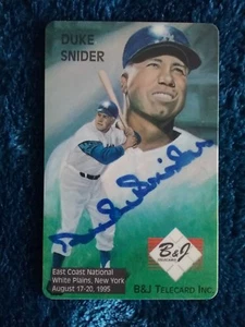 Brooklyn Dodger Duke Snider auto phone card B&J Telecard signed - Picture 1 of 4